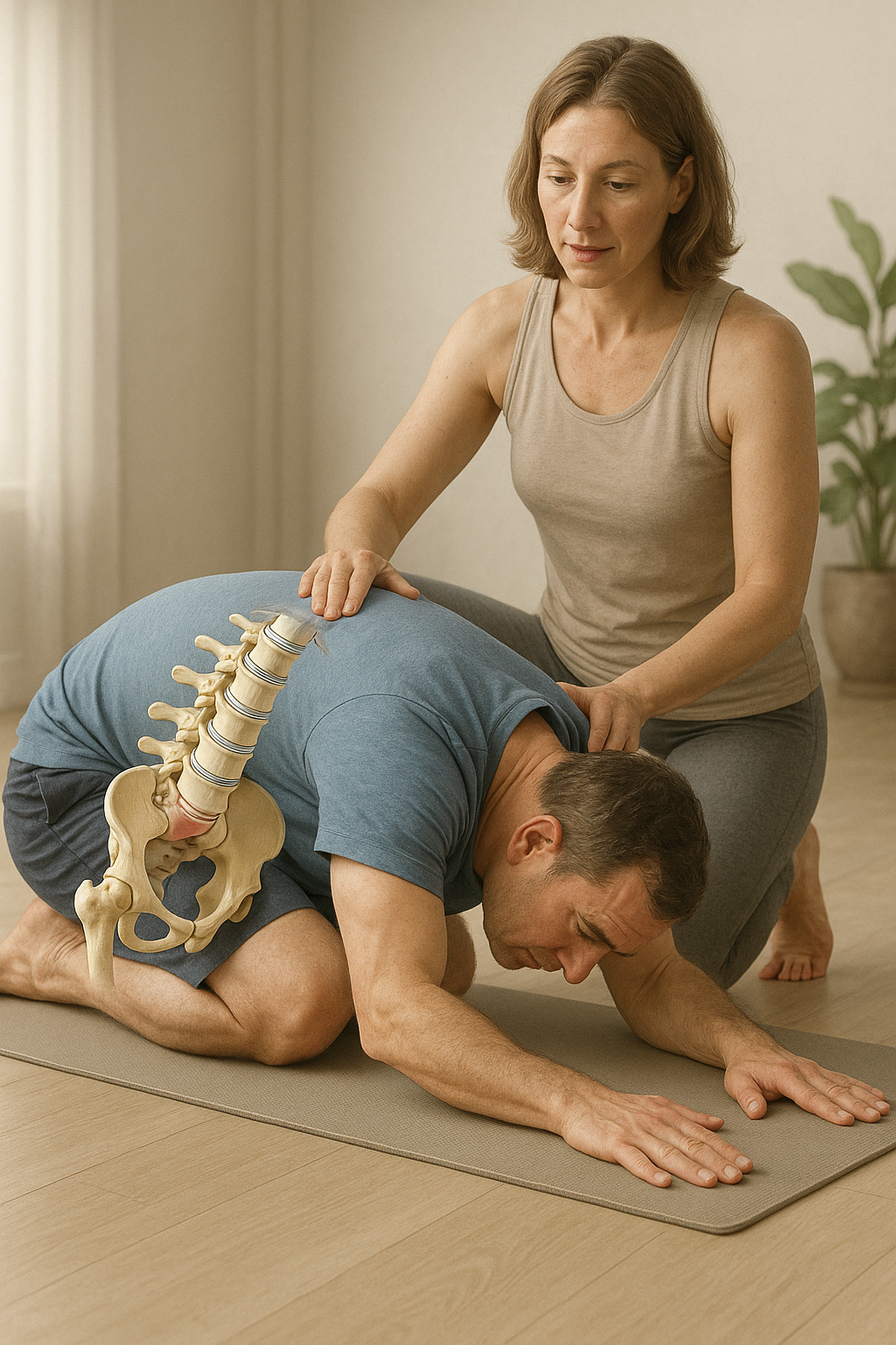 Yoga als sleutel tot verlichting bij hernia discale: ontdek veilige poses en voordelen - Illustration