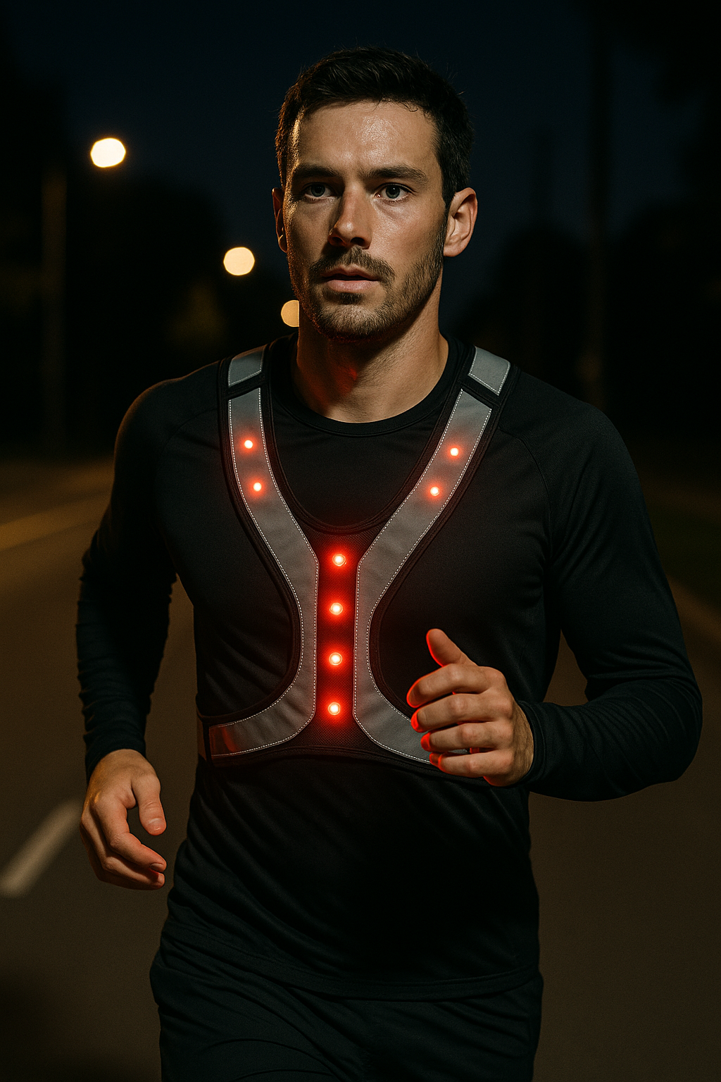 Verlicht je hardloopavontuur: blijf zichtbaar en veilig in het donker met een hardloopvest met licht - Illustration