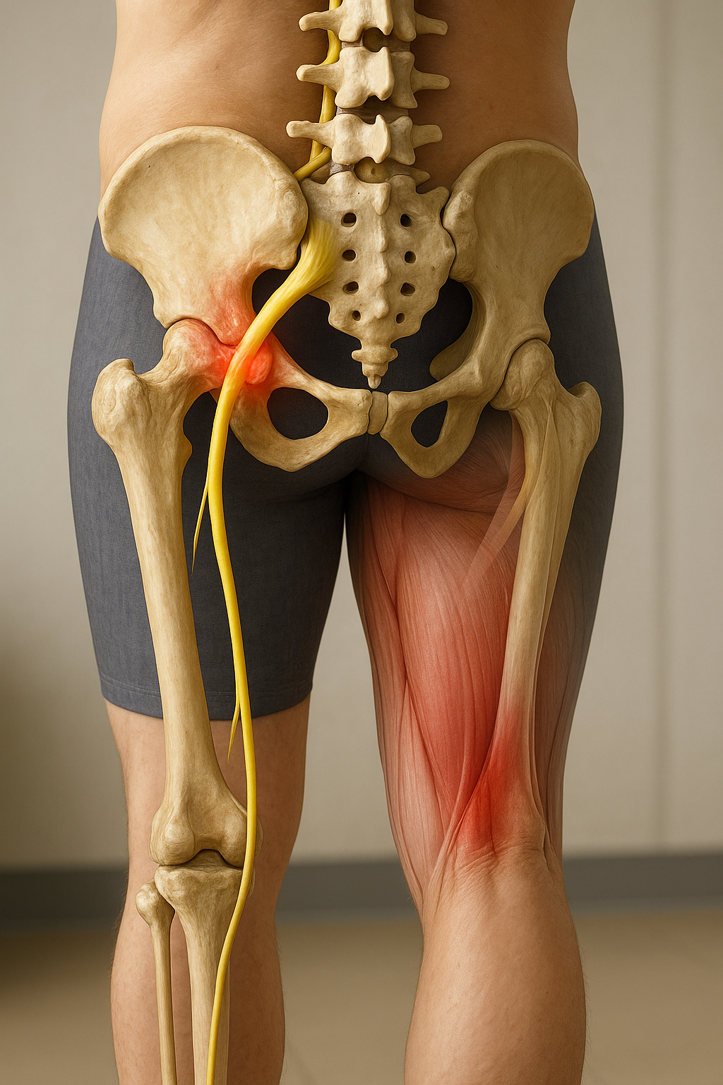 Verlicht sciatique-pijn in je been met slimme ergonomische oplossingen - Illustration