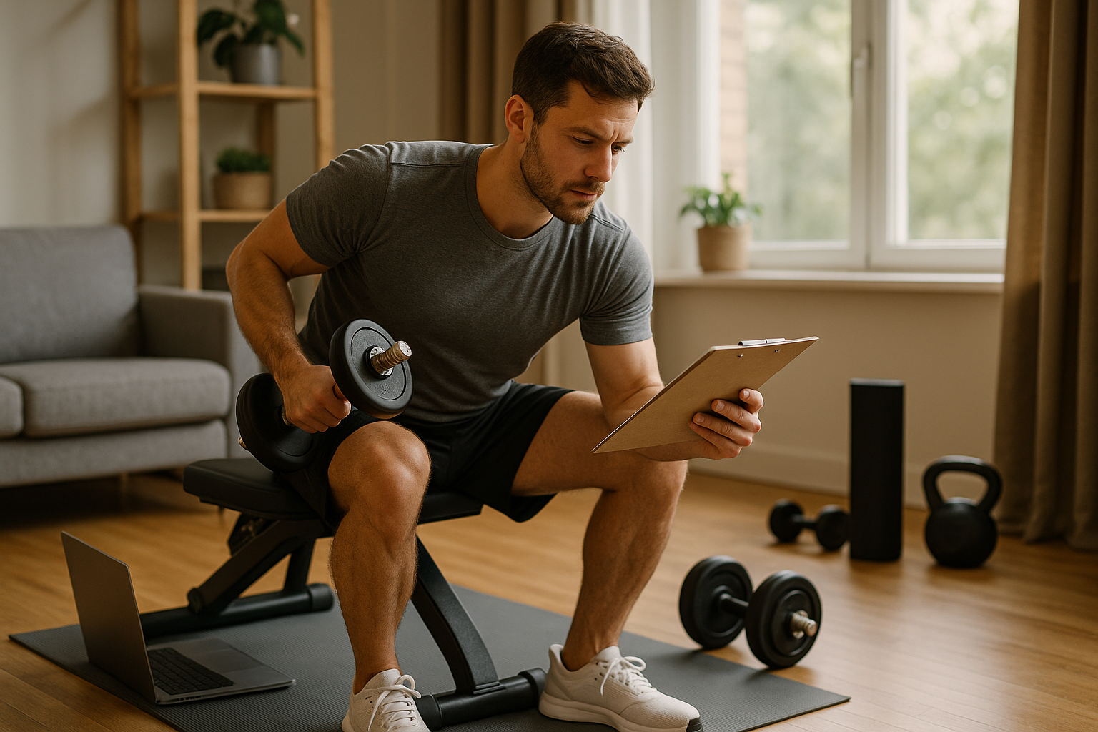 Thuis trainen: ontdek de kracht van workouts in je eigen woonkamer - Illustration